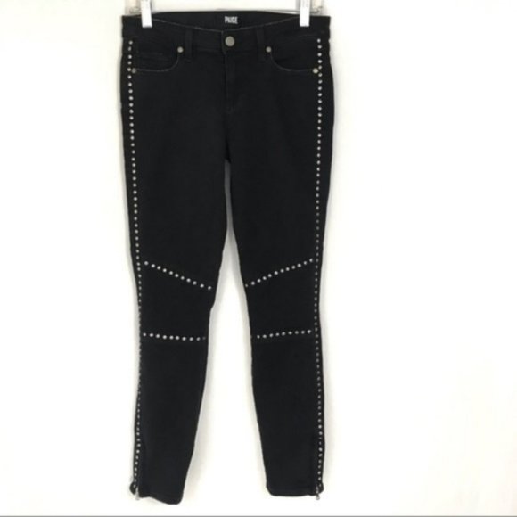 Paige Studded Shiloh Ankle Zip Skinny Jeans D54 - Picture 2 of 7